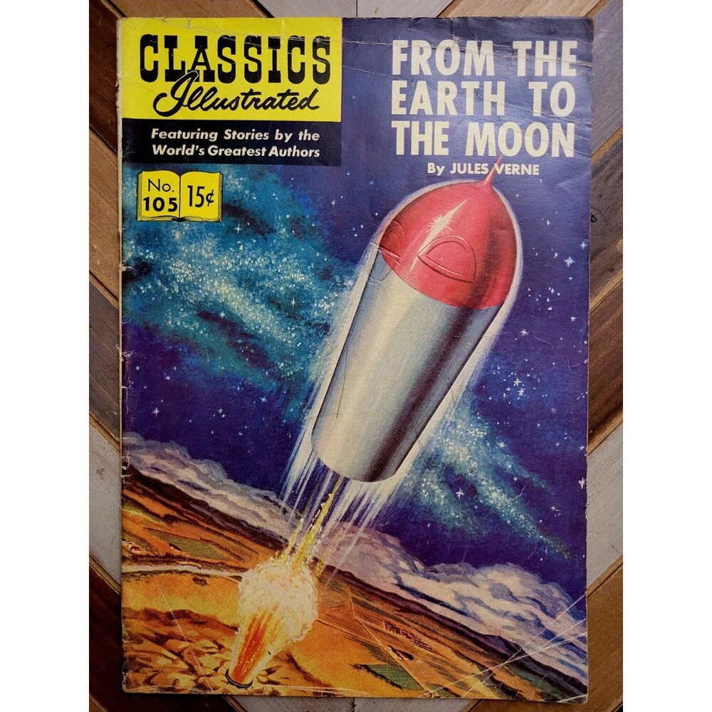 Classics Illustrated No. 105 VG March 1953 "From the Earth to the Moon" HRN 106